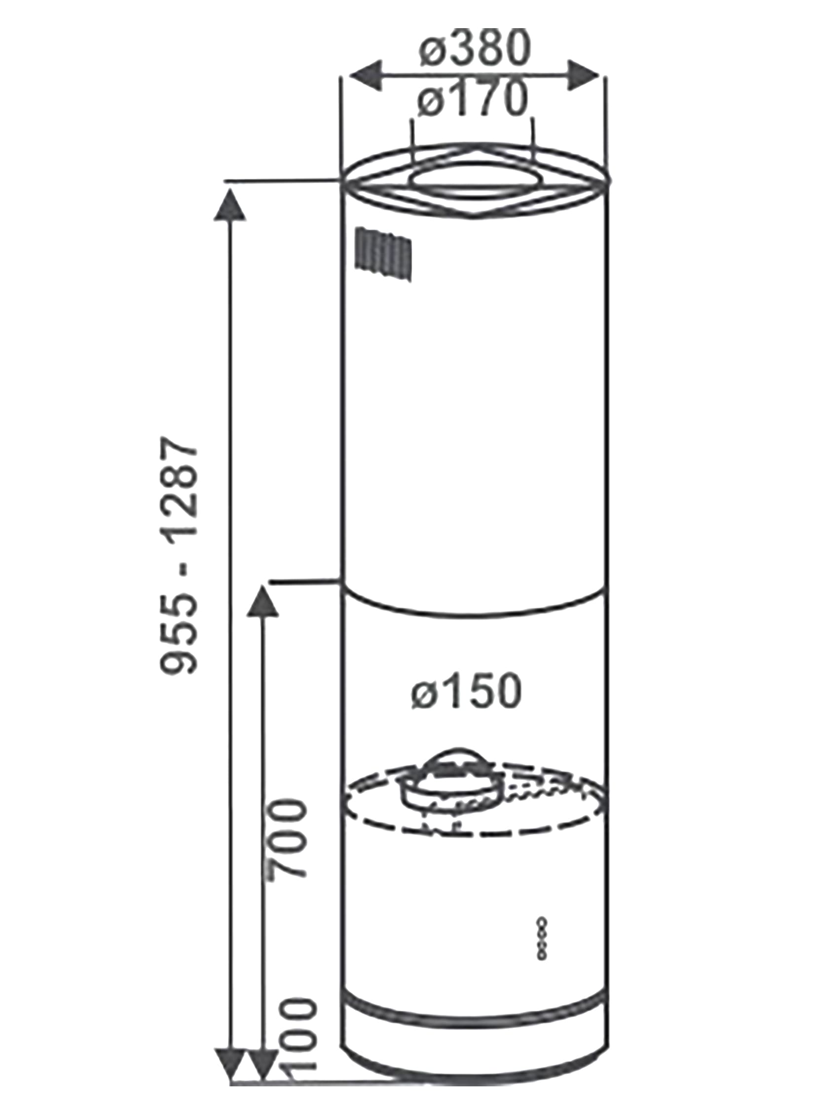Bản vẽ kỹ thuật Máy hút mùi độc lập Canzy CZ-7038GBB