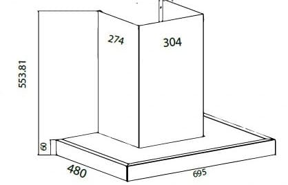 Bản vẽ kỹ thuật Máy hút mùi chữ T Canzy CZ Pro 333SG