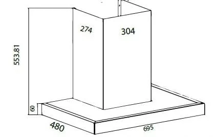 Bản vẽ kỹ thuật Máy hút mùi chữ T Canzy CZ Pro 333SG
