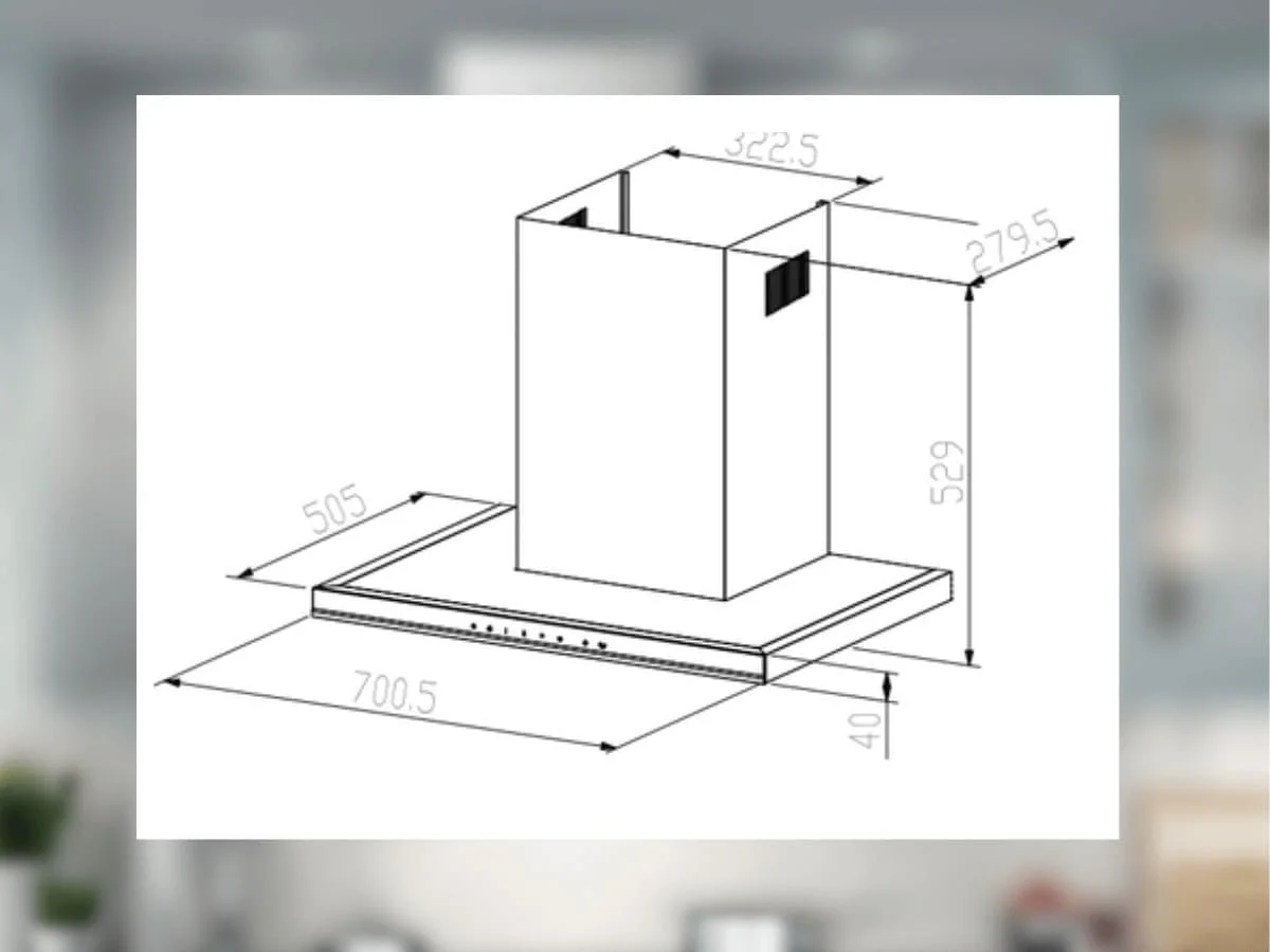 Bản vẽ kỹ thuật máy hút mùi toa ngang Canzy CZ-TS700SS