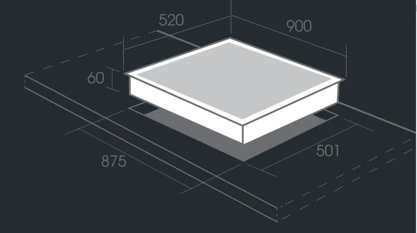 Bản vẽ kỹ thuật Bếp Điện Từ kết hợp hút Canzy CZ-BH09KC