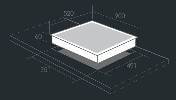 Bản vẽ kỹ thuật Bếp Điện Từ kết hợp hút Canzy CZ-BH09KH