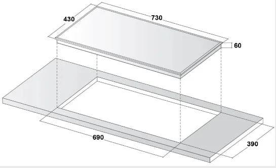 Bản vẽ kỹ thuật Bếp Điện Từ kết hợp hút Canzy CZ-TL3055PRO