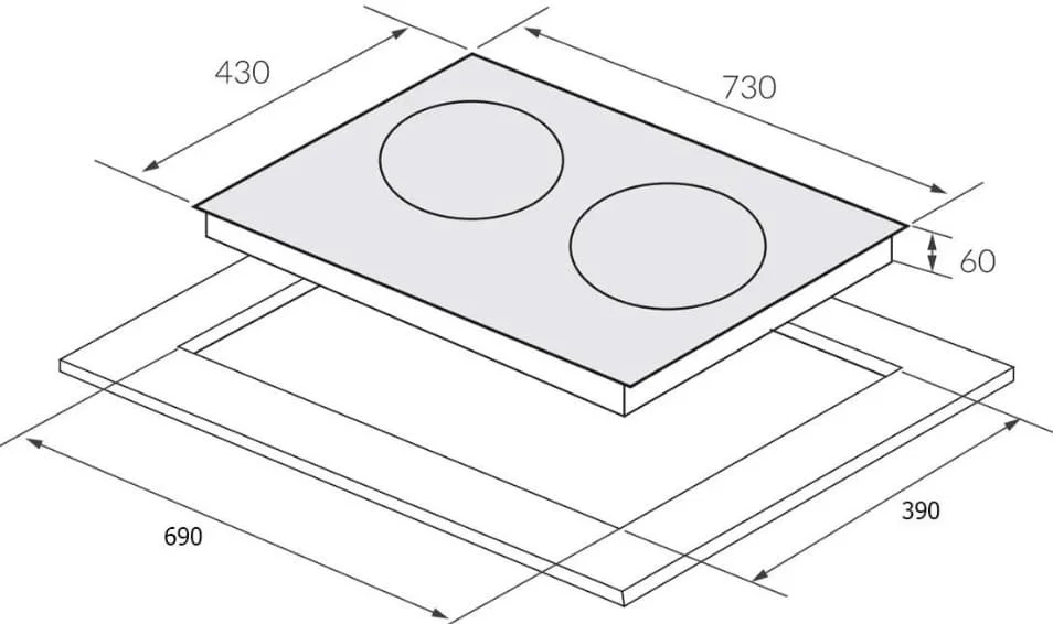 Bản vẽ kỹ thuật Bếp Điện Từ Canzy CZ-TL55DT