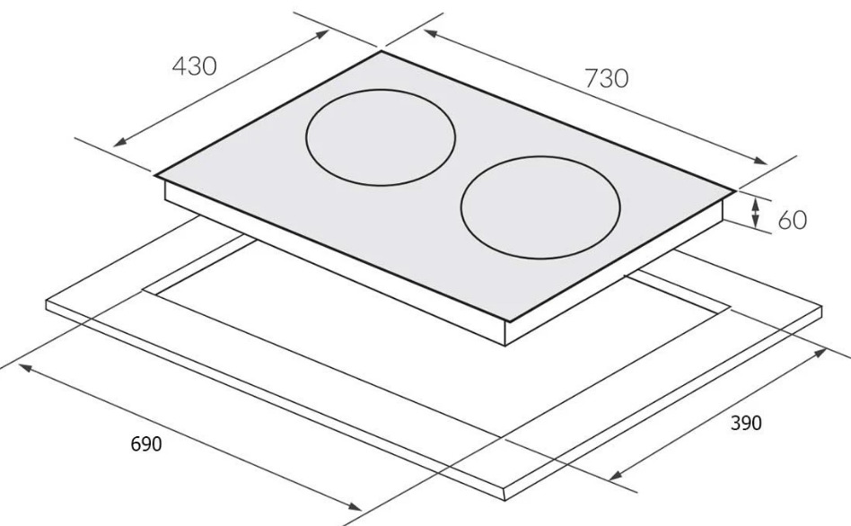 Bản vẽ kỹ thuật Bếp Điện Từ Canzy CZ-TL55SG