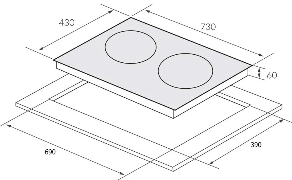 Bản vẽ kỹ thuật Bếp Điện Từ Canzy CZ-TL55SG