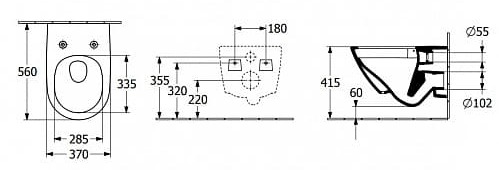 Bản vẽ kỹ thuật Bồn cầu treo tường Đức Villeroy-Boch Subway 3.0 4670TS01