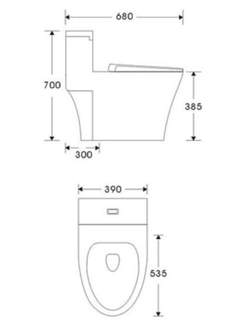 Bản vẽ kỹ thuật Bồn cầu 1 khối nắp rơi êm Clara CT-142ES 