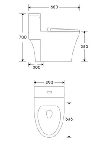 Bản vẽ kỹ thuật Bồn cầu 1 khối nắp rơi êm Clara CT-142ES 