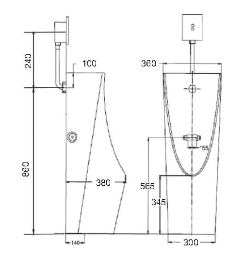 Bản vẽ kỹ thuật Tiểu nam đặt sàn Clara CU-1812P