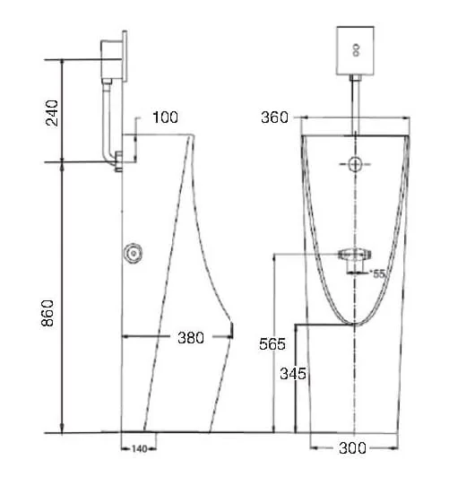 Bản vẽ kỹ thuật Tiểu nam đặt sàn Clara CU-1812P