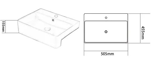 Bản vẽ kỹ thuật chậu rửa Lavabo bán âm bàn Clara CB-1119 