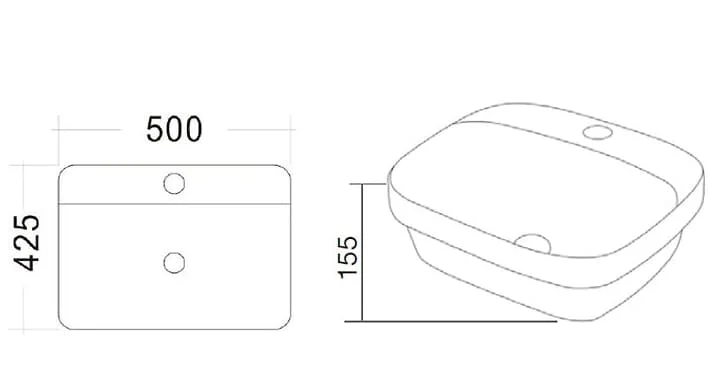 Bản vẽ kỹ thuật Chậu rửa Lavabo bán âm bàn Clara CB-1144   