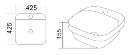 Bản vẽ kỹ thuật Chậu rửa Lavabo bán âm bàn Clara CB-1147