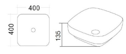 Bản vẽ kỹ thuật chậu rửa Lavabo bán âm bàn Clara CB-1148
