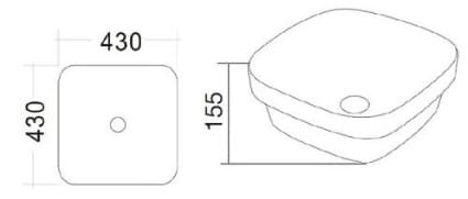 Bản vẽ kỹ thuật chậu rửa Lavabo bán âm bàn Clara CB-1149