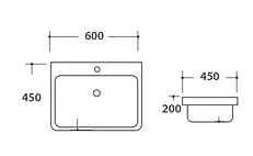Bản vẽ kỹ thuật chậu rửa Lavabo âm bàn Clara CB-168