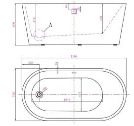 Bản vẽ kỹ thuật bồn tắm đặt sàn 1.7m nhập khẩu Clara CBT-112