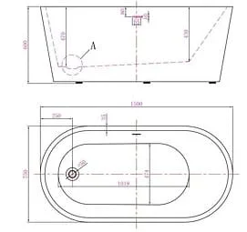 Bản vẽ kỹ thuật bồn tắm đặt sàn 1.7m nhập khẩu Clara CBT-112