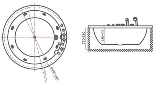 Bản vẽ kỹ thuật Bồn tắm massage nhựa 1.8m nhập khẩu Clara CBT-120B