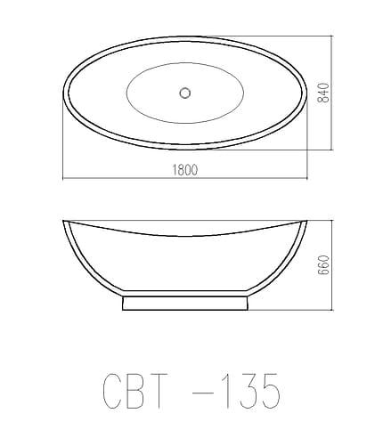Bản vẽ kỹ thuật Bồn tắm đặt sàn đá nhân tạo nhập khẩu Clara CBT-135