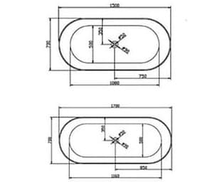 Bản vẽ kỹ thuật Bồn tắm nhựa 1.7m nhập khẩu Clara CBT-137