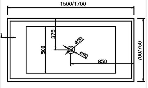 Bản vẽ kỹ thuật Bồn tắm nhựa 1.5m nhập khẩu Clara CBT-142