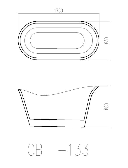 Bản vẽ kỹ thuật bồn tắm đặt sàn nhựa 1.7m nhập khẩu Clara CBT-133