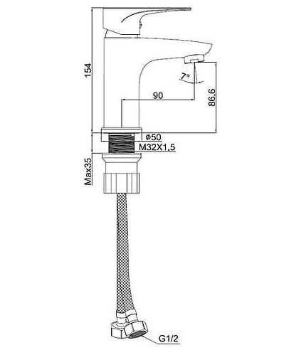 Bản vẽ kỹ thuật Vòi Chậu Lavabo Nóng Lạnh Clara CF-03351