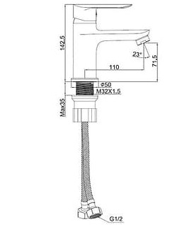 Bản vẽ kỹ thuật Vòi Chậu Lavabo Nóng Lạnh Clara CF-04351