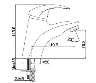 Bản vẽ kỹ thuật Vòi Chậu Lavabo Nóng Lạnh Clara CF-10401