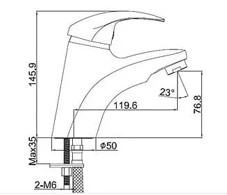Bản vẽ kỹ thuật Vòi Chậu Lavabo Nóng Lạnh Clara CF-10401
