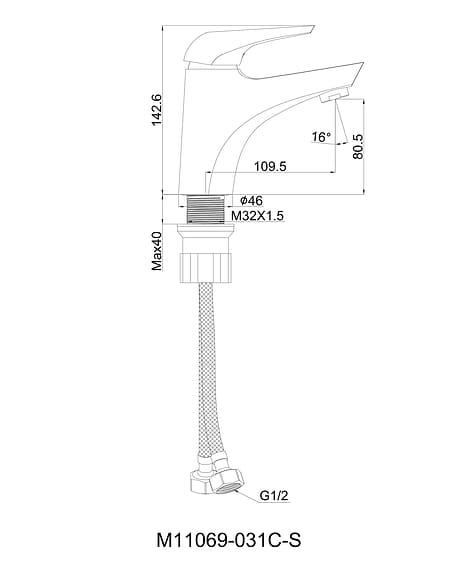Bản vẽ kỹ thuật Vòi Chậu Lavabo Nóng Lạnh Clara CF-11351
