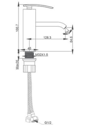 Bản vẽ kỹ thuật Vòi Chậu Lavabo Nóng Lạnh Clara CF-26351