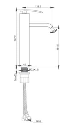 Bản vẽ kỹ thuật Vòi Chậu Lavabo Nóng Lạnh Thân Cao Clara CF-26352