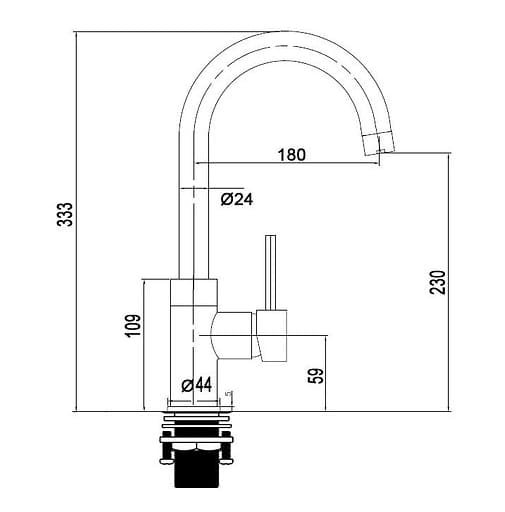 Bản vẽ kỹ thuật vòi chậu rửa bát nóng lạnh Clara CF-047