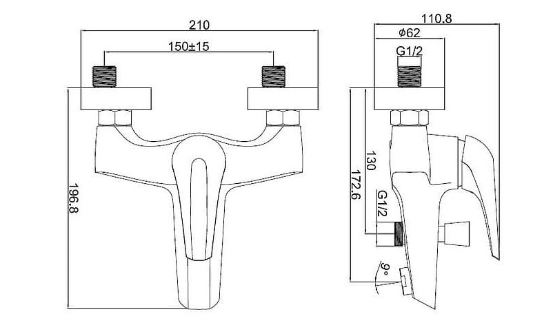 Bản vẽ kỹ thuật Sen tắm nóng lạnh Clara CF-11353