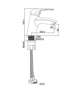 Bản vẽ kỹ thuật Vòi Chậu Lavabo Nóng Lạnh Clara CF-14401
