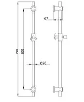 Bản vẽ kỹ thuật thanh trượt sen tắm Clara CSB-02