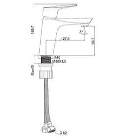 Bản vẽ kỹ thuật Vòi Chậu Lavabo Nóng Lạnh Clara CF-67351H