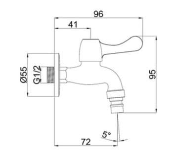 Bản vẽ kỹ thuật vòi nước lạnh gắn tường Clara CCF-01