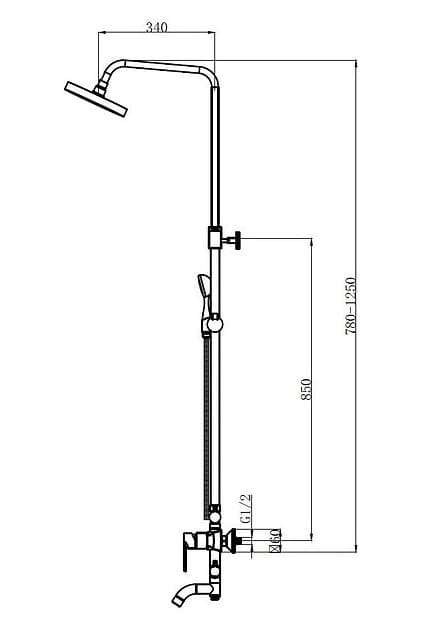Bản vẽ kỹ thuật sen cây đứng nóng lạnh Clara CF-04355