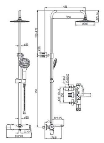 Bản vẽ kỹ thuật sen cây đứng nóng lạnh Clara CF-08355BC