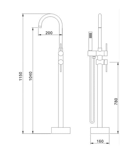Bản vẽ kỹ thuật sen bồn tắm đặt sàn Clara CF-29358-2