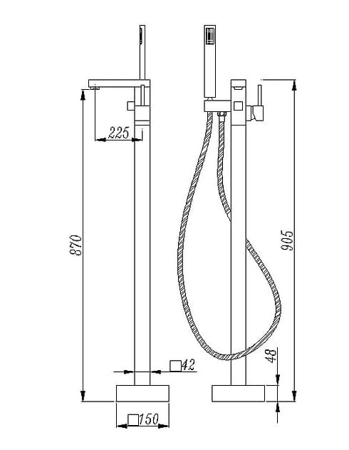 Bản vẽ kỹ thuật sen bồn tắm đặt sàn Clara CF-60358