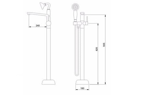 Bản vẽ kỹ thuật sen bồn tắm đặt sàn Clara CF-61358