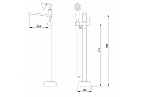Bản vẽ kỹ thuật sen bồn tắm đặt sàn Clara CF-61358