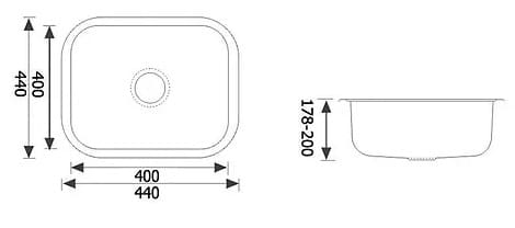 Bản vẽ kỹ thuật chậu rửa bát 1 hố inox304 Clara CSS-07