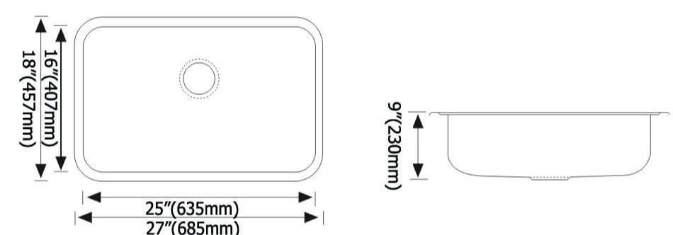 Bản vẽ kỹ thuật chậu rửa bát 1 hố inox304 Clara CSS-08