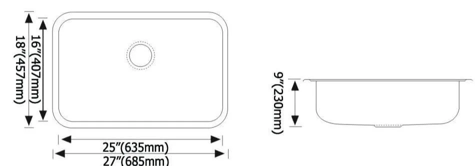 Bản vẽ kỹ thuật chậu rửa bát 1 hố inox304 Clara CSS-08